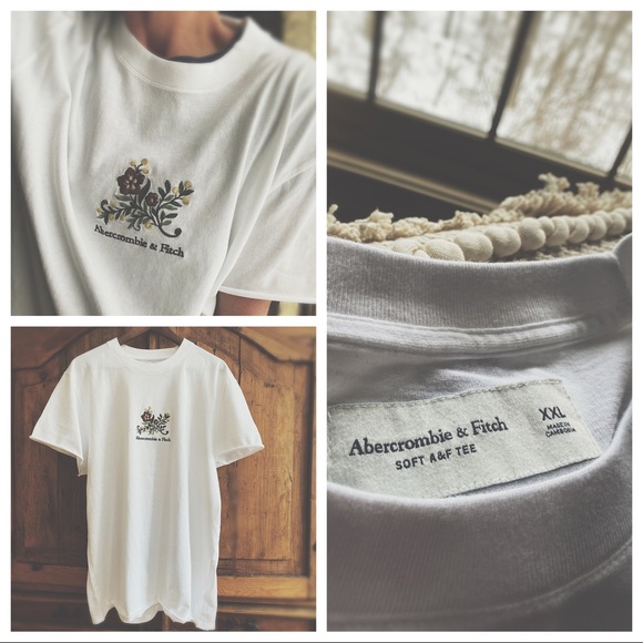 Abercrombie & Fitch Custom Cutoff Graphic Tee Floral White XXL - Picture 2 of 12